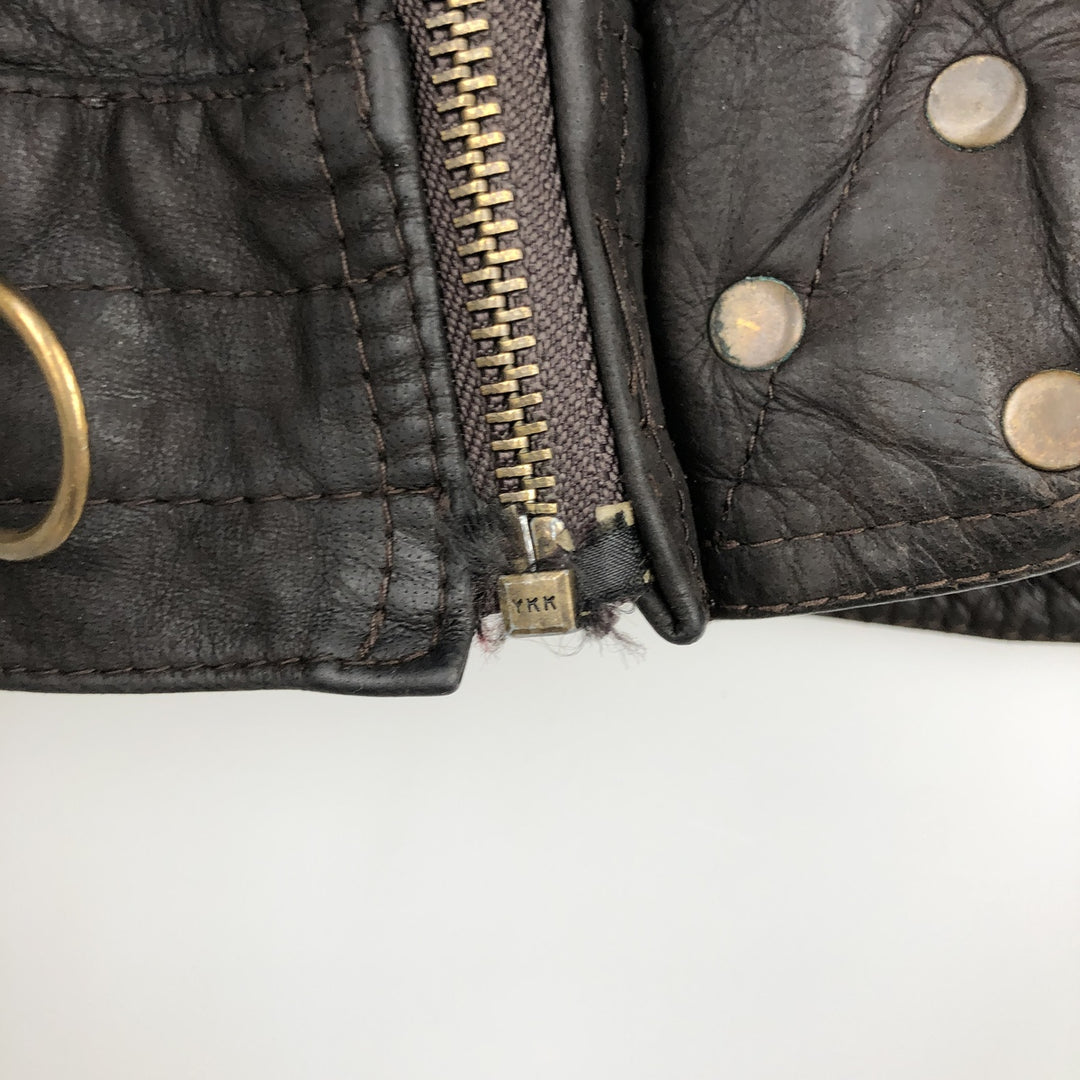 SKIPPER Padded Leather Firefighter Jacket, Men's Size L genuine leather brown type Vintage Second Hand