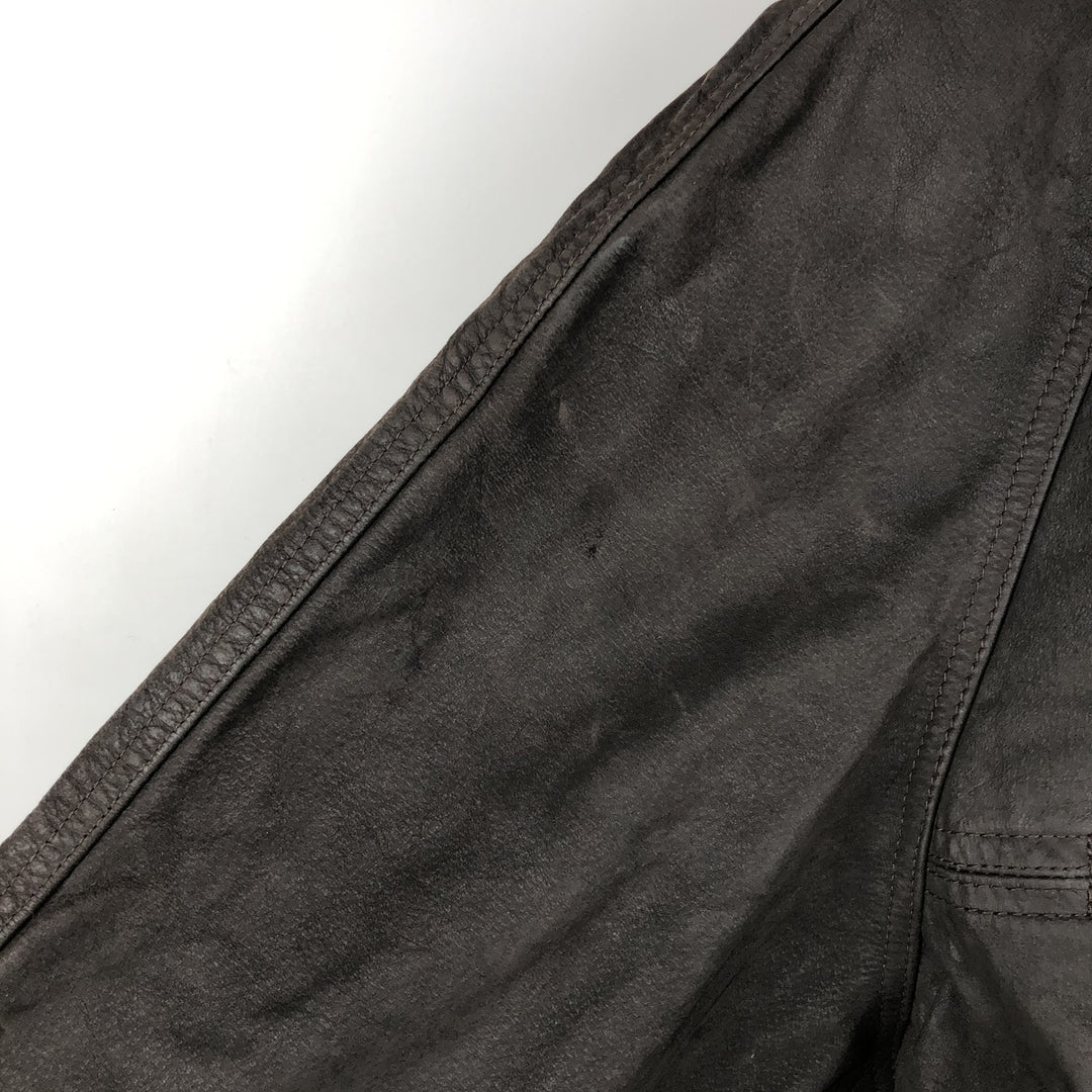 SKIPPER Padded Leather Firefighter Jacket, Men's Size L genuine leather brown type Vintage Second Hand