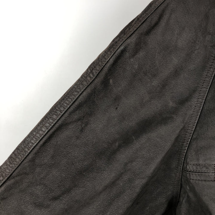 SKIPPER Padded Leather Firefighter Jacket, Men's Size L genuine leather brown type Vintage Second Hand