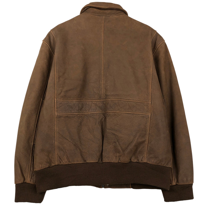 ROUNDTREE and YORKE Padded Leather Blouson, Men's Size M genuine leather brown type Vintage Second Hand