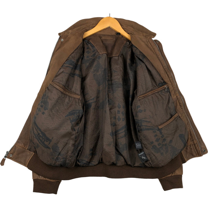 ROUNDTREE and YORKE Padded Leather Blouson, Men's Size M genuine leather brown type Vintage Second Hand