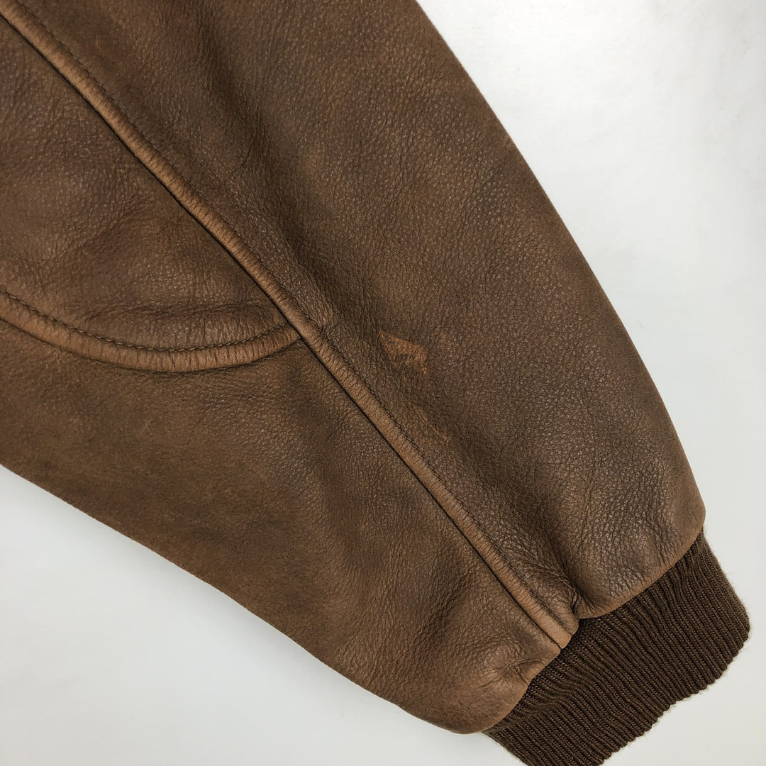 ROUNDTREE and YORKE Padded Leather Blouson, Men's Size M genuine leather brown type Vintage Second Hand
