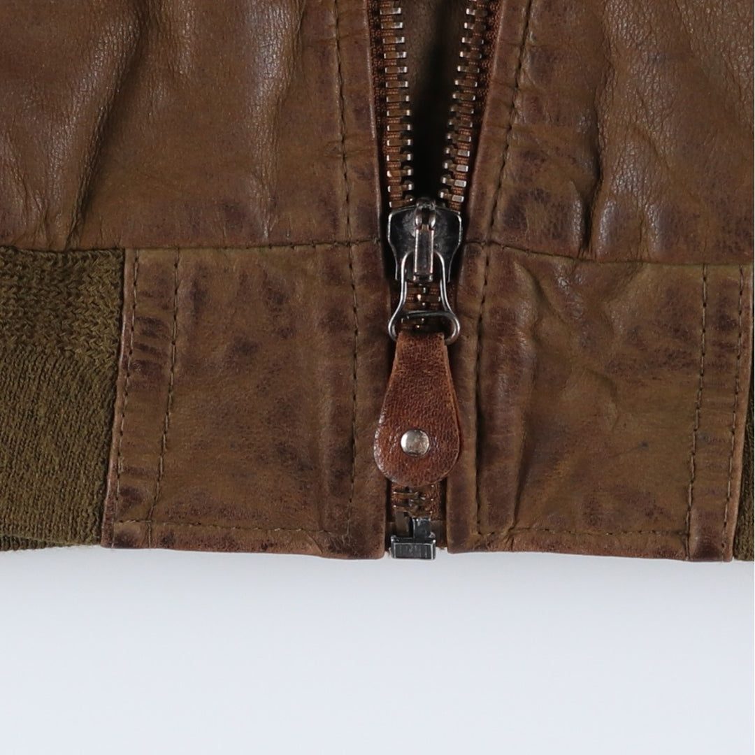 MAC WILLIAM Leather Blouson Men's XL unclear brown type Vintage Second Hand