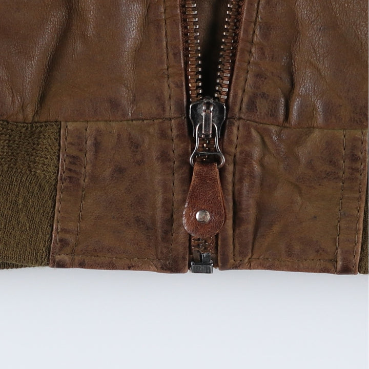 MAC WILLIAM Leather Blouson Men's XL unclear brown type Vintage Second Hand