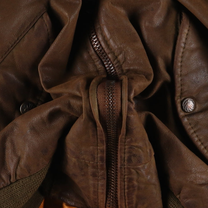 MAC WILLIAM Leather Blouson Men's XL unclear brown type Vintage Second Hand
