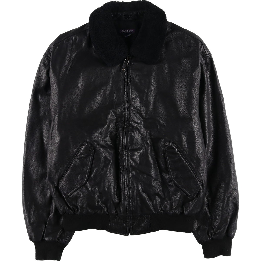 GANT Padded Swing Top Leather Blouson, Men's Size M genuine leather black type Vintage Second Hand