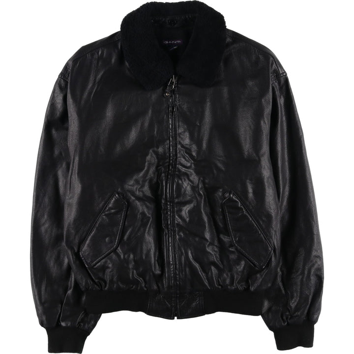 GANT Padded Swing Top Leather Blouson, Men's Size M genuine leather black type Vintage Second Hand