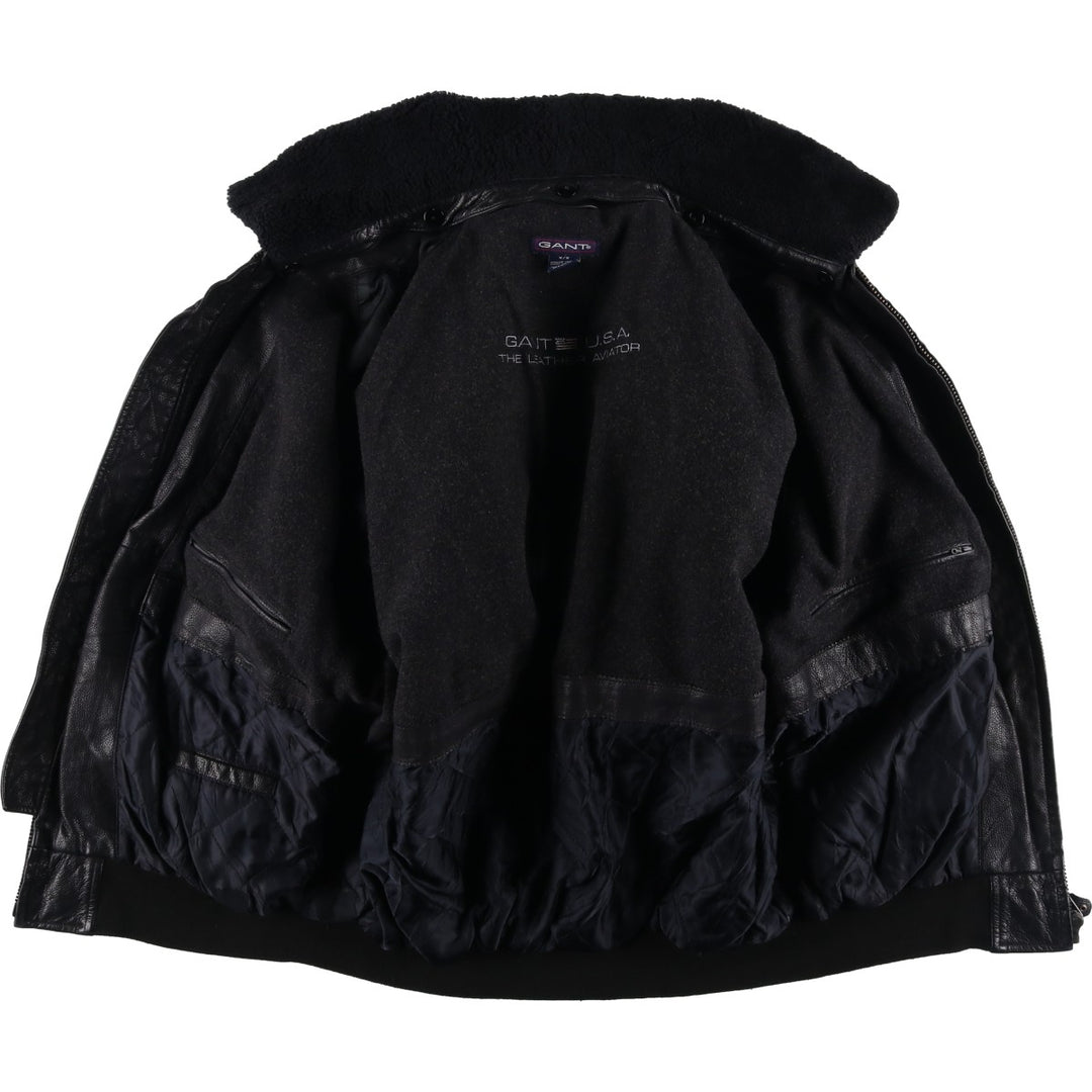 GANT Padded Swing Top Leather Blouson, Men's Size M genuine leather black type Vintage Second Hand