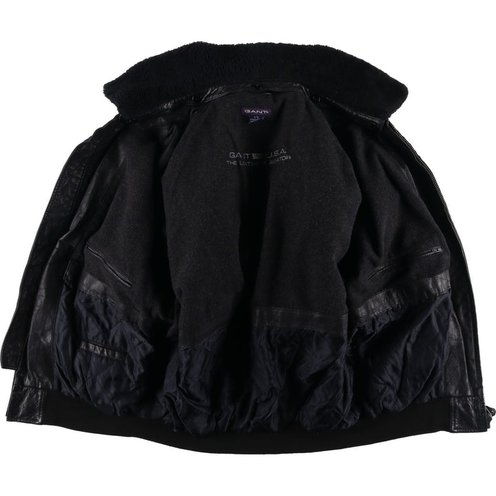 GANT Padded Swing Top Leather Blouson, Men's Size M genuine leather black type Vintage Second Hand