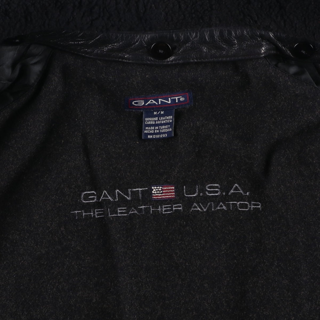 GANT Padded Swing Top Leather Blouson, Men's Size M genuine leather black type Vintage Second Hand