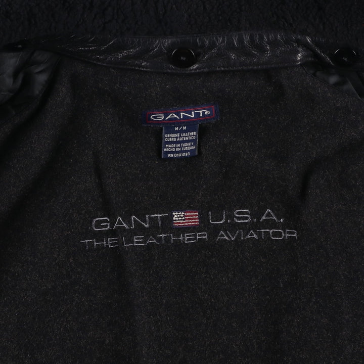 GANT Padded Swing Top Leather Blouson, Men's Size M genuine leather black type Vintage Second Hand