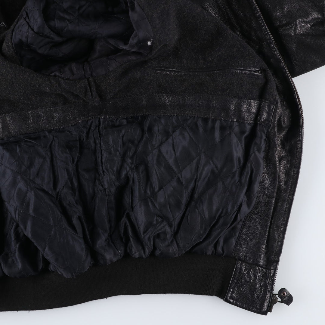GANT Padded Swing Top Leather Blouson, Men's Size M genuine leather black type Vintage Second Hand