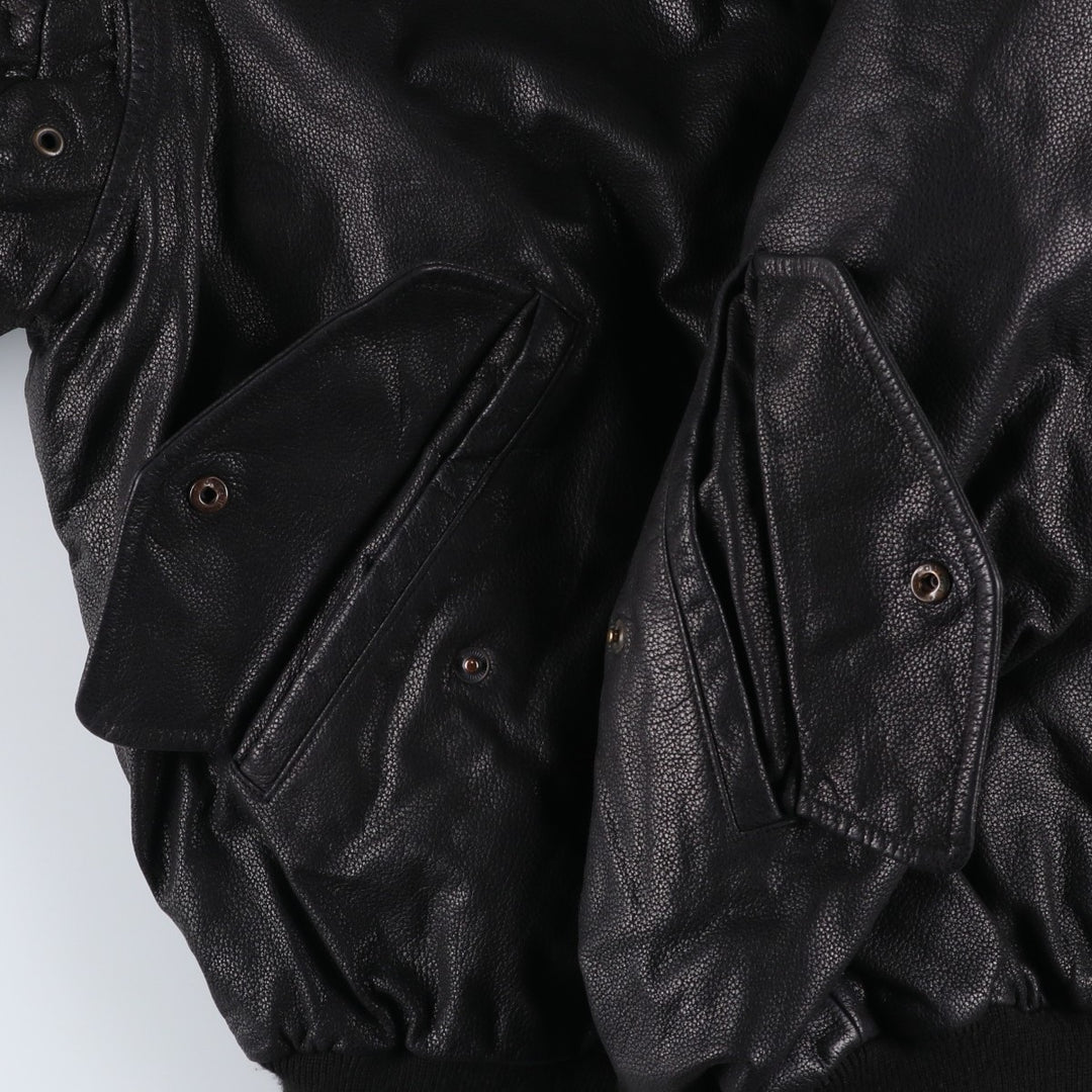 GANT Padded Swing Top Leather Blouson, Men's Size M genuine leather black type Vintage Second Hand