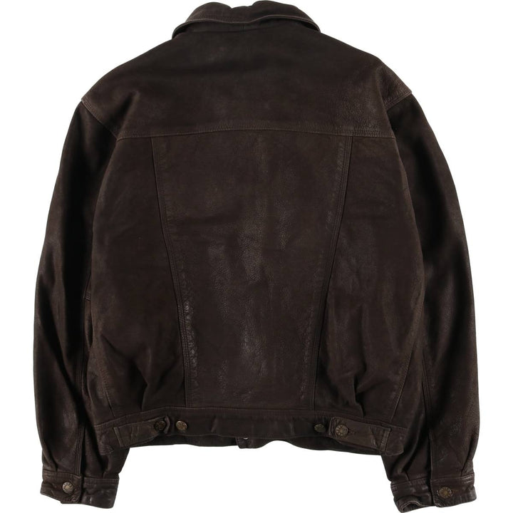 Serge Hervet Vintage Suede Leather Trucker Jacket, Men's Size Medium Genuine Leather Cowhide Suede Leather brown type Vintage Second Hand