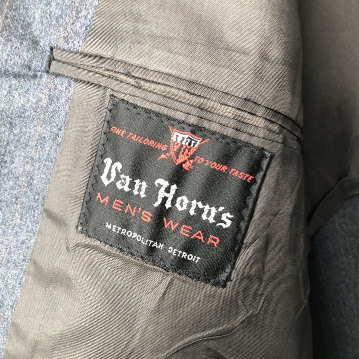 Van Horn's Stripe Pattern Tailored Jacket, Men's Size L unclear gray type Vintage Second Hand