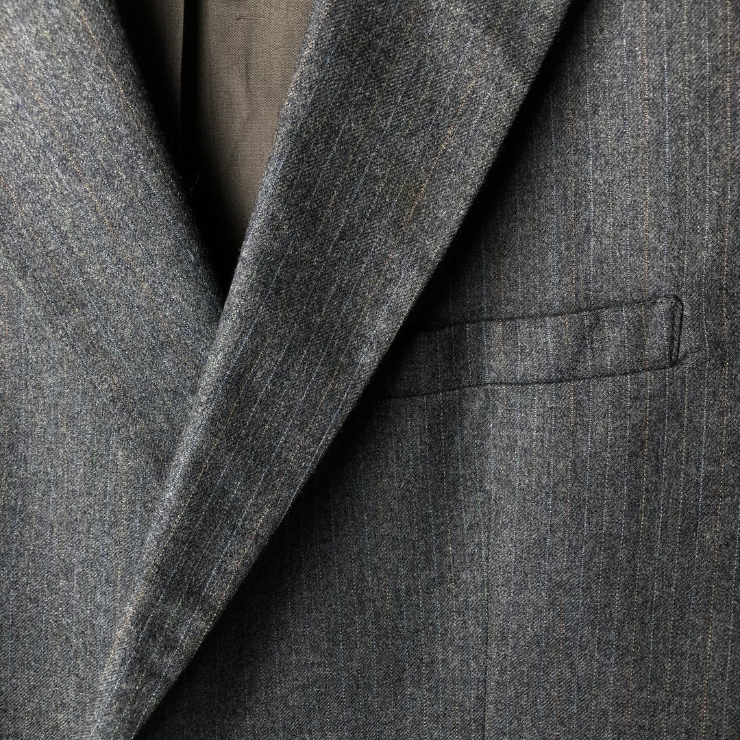 Van Horn's Stripe Pattern Tailored Jacket, Men's Size L unclear gray type Vintage Second Hand