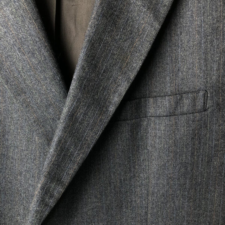 Van Horn's Stripe Pattern Tailored Jacket, Men's Size L unclear gray type Vintage Second Hand