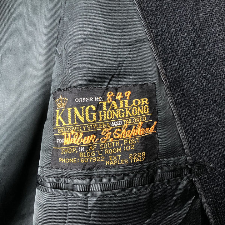 KING TAILOR HONGKONG Double-Breasted Peak Lapel Tailored Jacket, Men's Size M unclear black type Vintage Second Hand