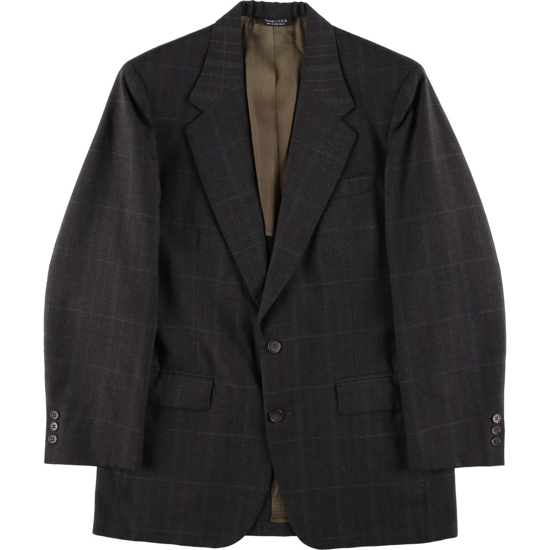 BOTANY 500 Check Pattern Tailored Jacket, Made in USA, Men's Size Medium unclear brown type Vintage Second Hand