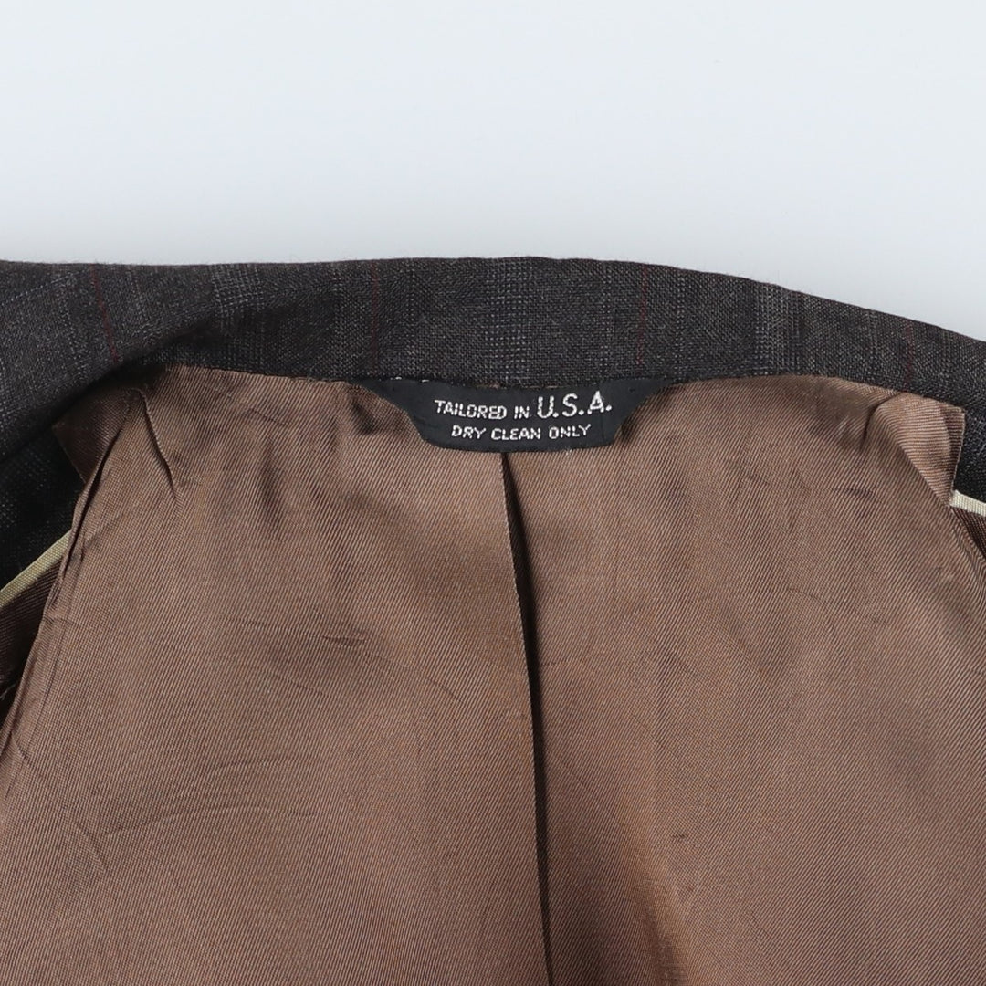 BOTANY 500 Check Pattern Tailored Jacket, Made in USA, Men's Size Medium unclear brown type Vintage Second Hand