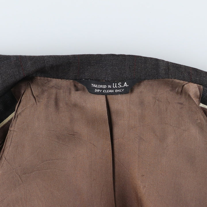 BOTANY 500 Check Pattern Tailored Jacket, Made in USA, Men's Size Medium unclear brown type Vintage Second Hand