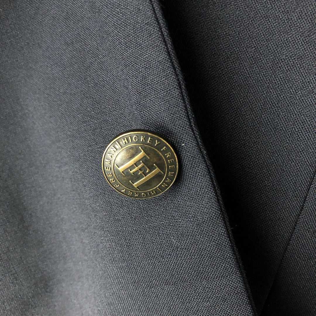 HICKEY-FREEMAN Navy Blazer, Tailored Jacket, Made in USA, Men's Size Small wool navy blue type Vintage Second Hand