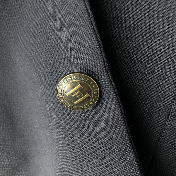HICKEY-FREEMAN Navy Blazer, Tailored Jacket, Made in USA, Men's Size Small wool navy blue type Vintage Second Hand