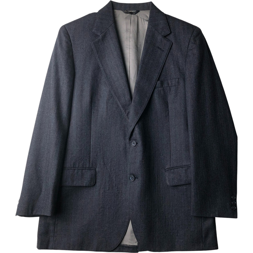 Bloomingdale's the men's store Striped Pattern Herringbone Wool Tailored Jacket, Made in USA, Men's Size Medium wool gray type Vintage Second Hand