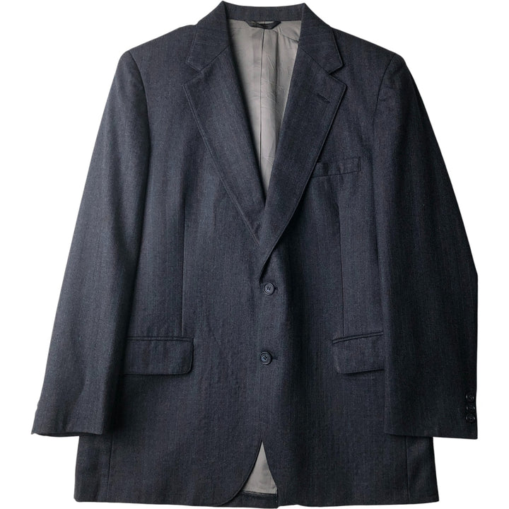 Bloomingdale's the men's store Striped Pattern Herringbone Wool Tailored Jacket, Made in USA, Men's Size Medium wool gray type Vintage Second Hand