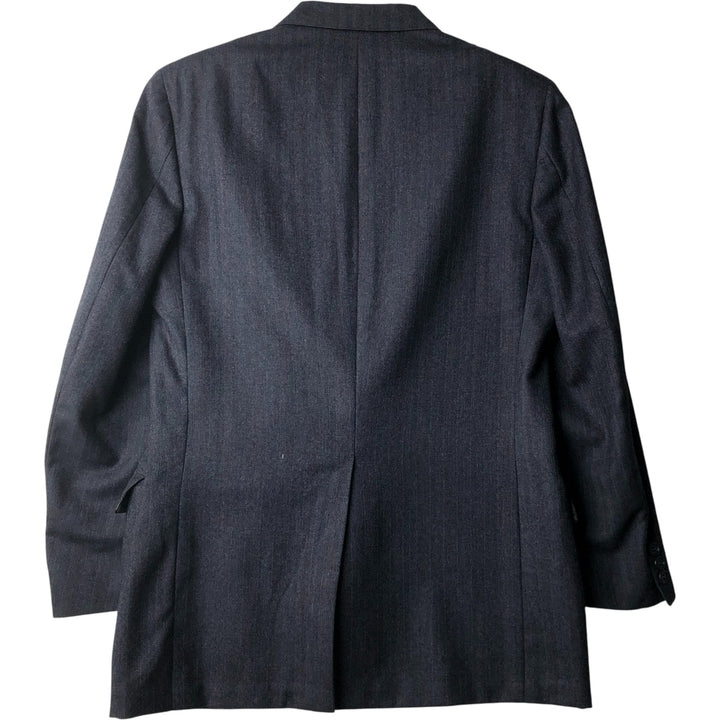 Bloomingdale's the men's store Striped Pattern Herringbone Wool Tailored Jacket, Made in USA, Men's Size Medium wool gray type Vintage Second Hand