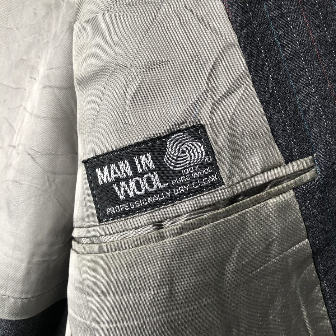 Bloomingdale's the men's store Striped Pattern Herringbone Wool Tailored Jacket, Made in USA, Men's Size Medium wool gray type Vintage Second Hand