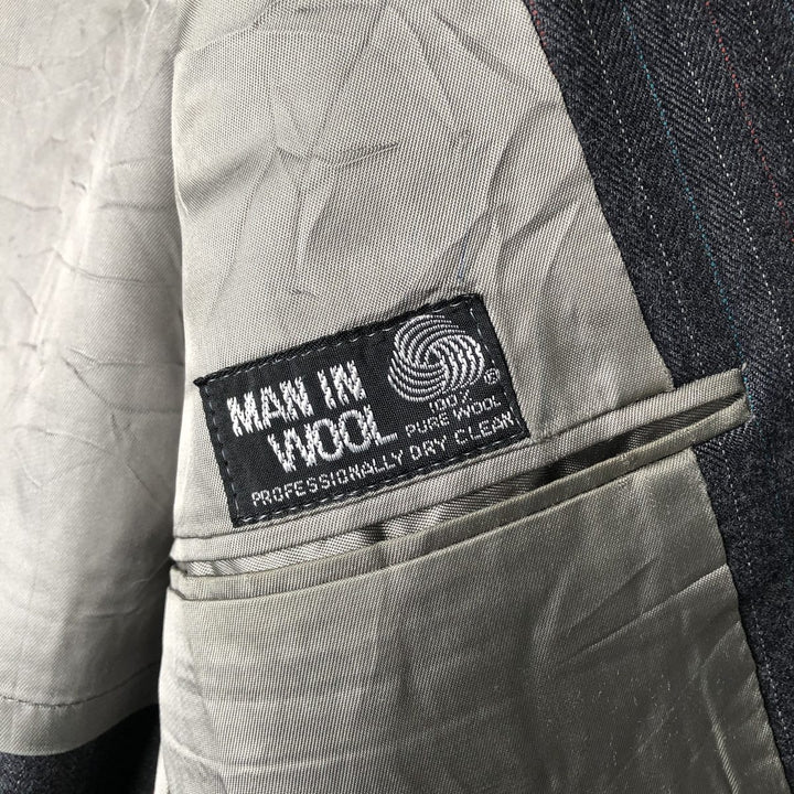 Bloomingdale's the men's store Striped Pattern Herringbone Wool Tailored Jacket, Made in USA, Men's Size Medium wool gray type Vintage Second Hand