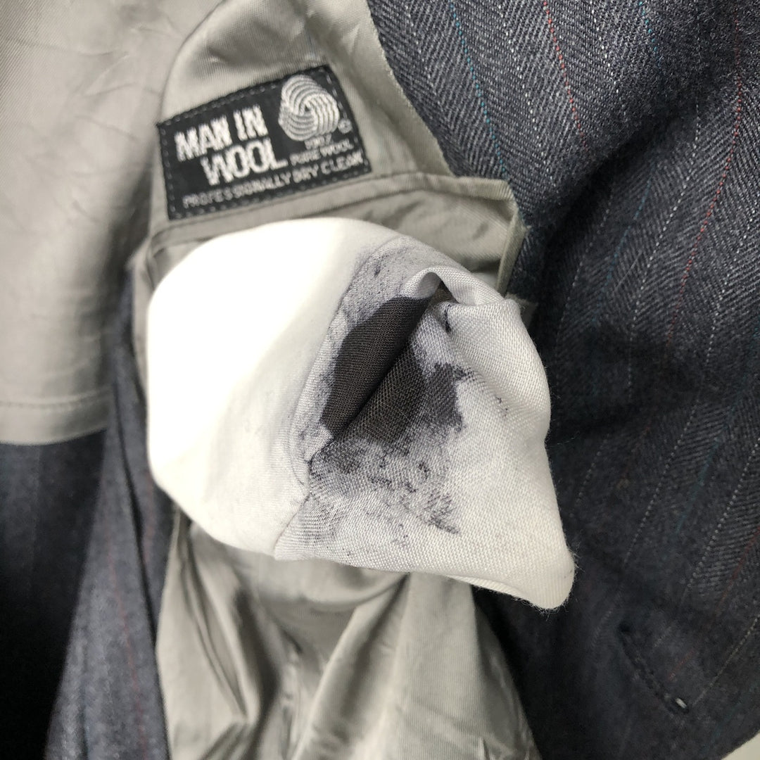 Bloomingdale's the men's store Striped Pattern Herringbone Wool Tailored Jacket, Made in USA, Men's Size Medium wool gray type Vintage Second Hand