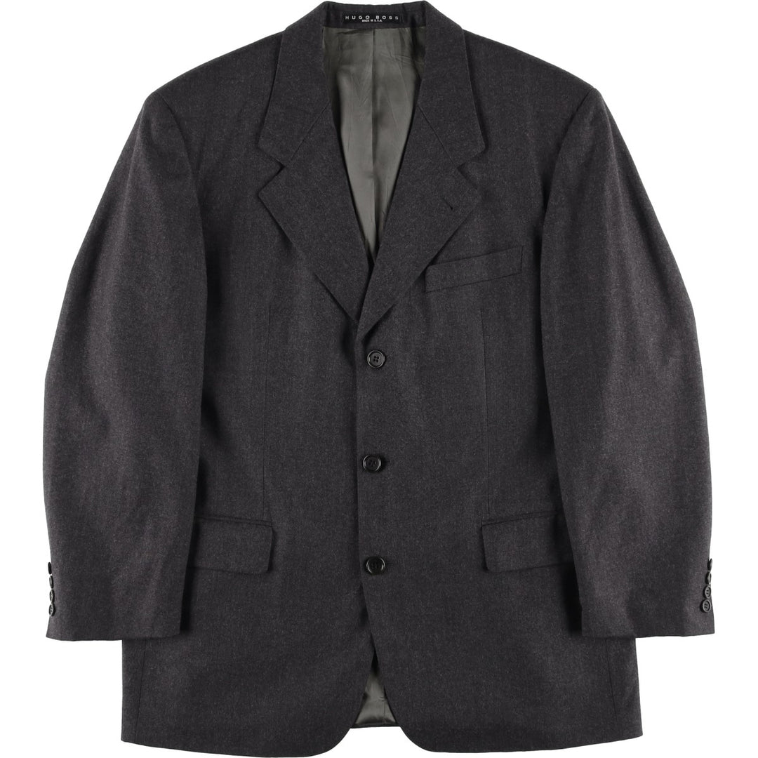 HUGO BOSS Vitale Barberis Canonico wool tailored jacket, made in the USA, size L wool Charcoal Vintage Second Hand