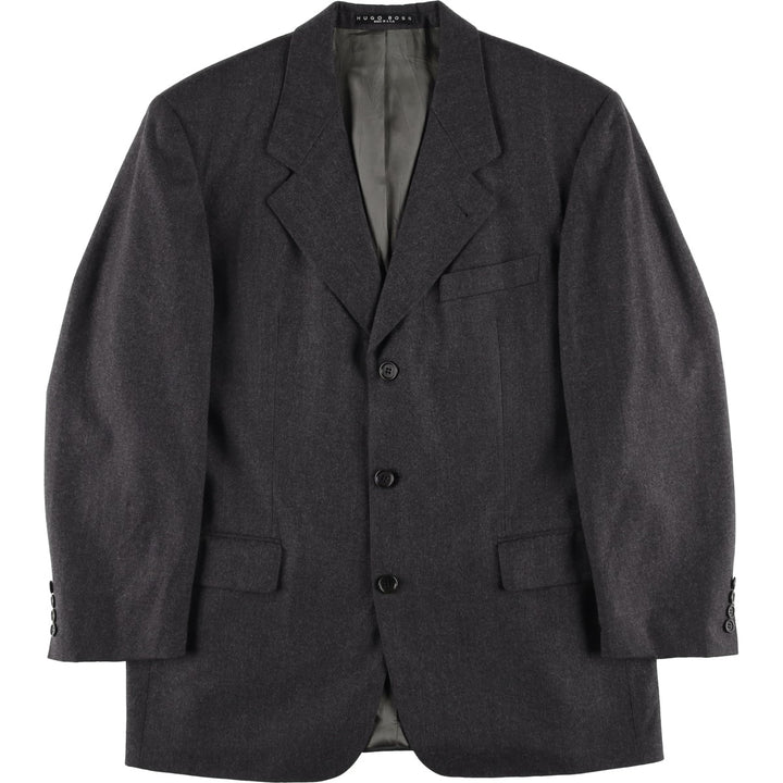 HUGO BOSS Vitale Barberis Canonico wool tailored jacket, made in the USA, size L wool Charcoal Vintage Second Hand