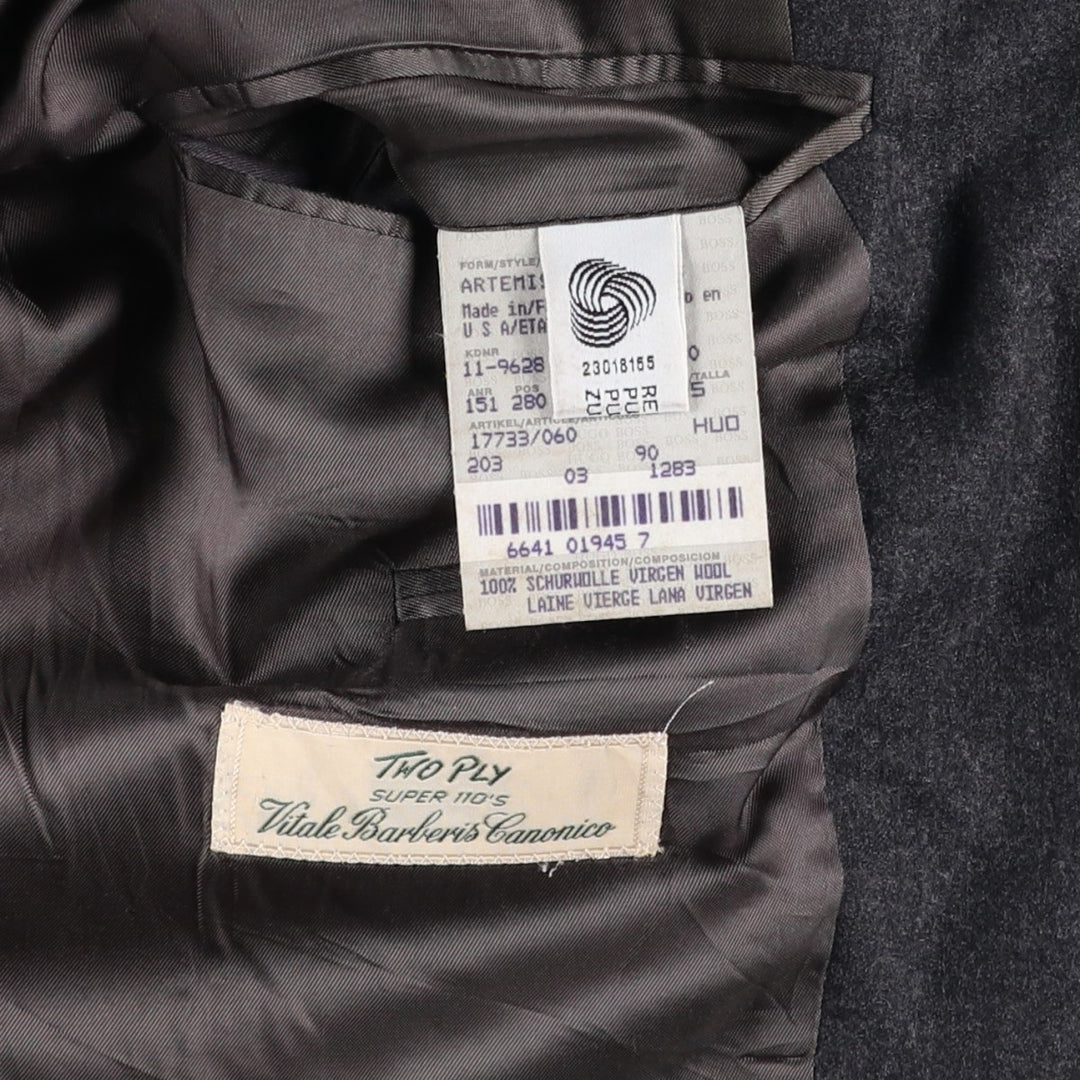 HUGO BOSS Vitale Barberis Canonico wool tailored jacket, made in the USA, size L wool Charcoal Vintage Second Hand