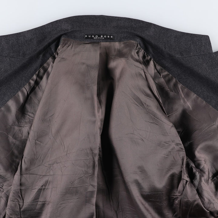HUGO BOSS Vitale Barberis Canonico wool tailored jacket, made in the USA, size L wool Charcoal Vintage Second Hand