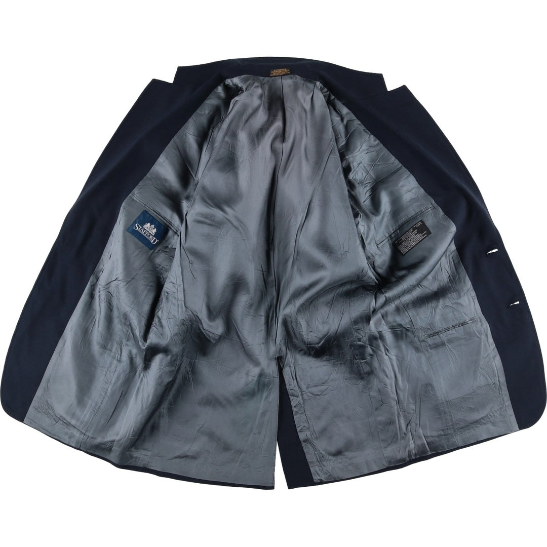 Stafford Navy Blazer, Tailored Jacket, Men's Size M Dacron Polyester navy blue type Vintage Second Hand