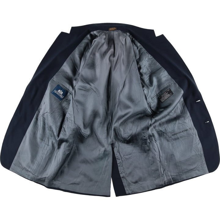 Stafford Navy Blazer, Tailored Jacket, Men's Size M Dacron Polyester navy blue type Vintage Second Hand