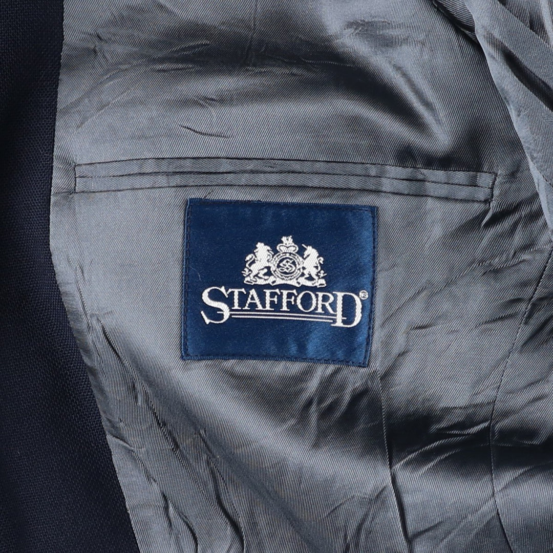 Stafford Navy Blazer, Tailored Jacket, Men's Size M Dacron Polyester navy blue type Vintage Second Hand