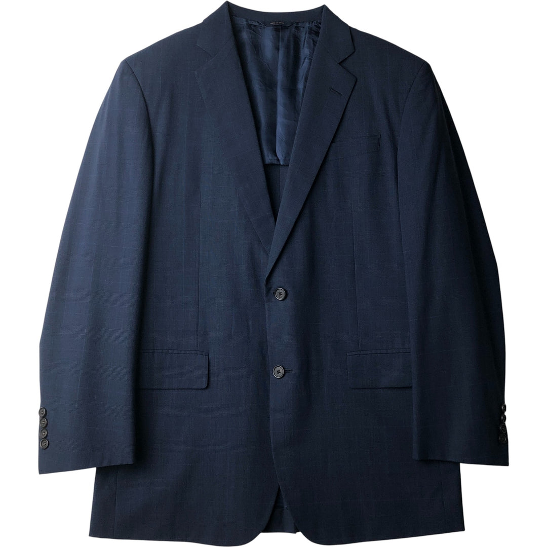 Brooks Brothers Madison BROOKSCOOL Check Pattern Glen Plaid Wool Tailored Jacket, Men's Size L wool Navy blue Vintage Second Hand