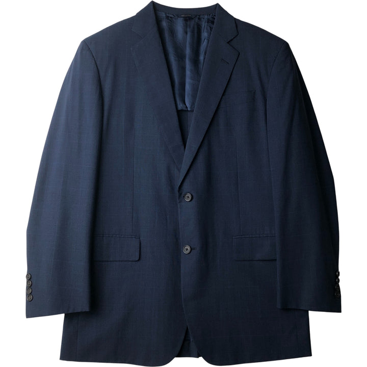 Brooks Brothers Madison BROOKSCOOL Check Pattern Glen Plaid Wool Tailored Jacket, Men's Size L wool Navy blue Vintage Second Hand