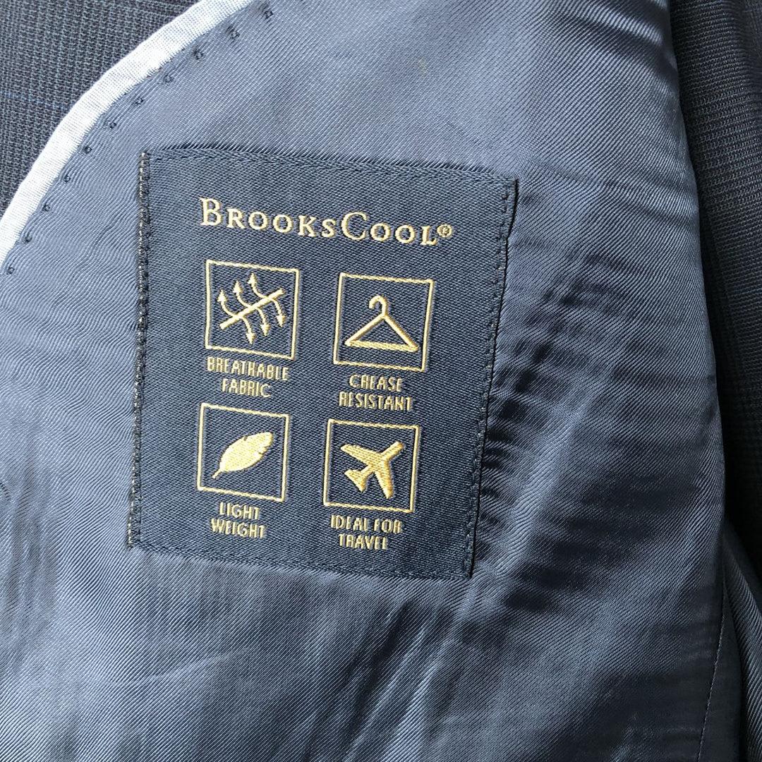 Brooks Brothers Madison BROOKSCOOL Check Pattern Glen Plaid Wool Tailored Jacket, Men's Size L wool Navy blue Vintage Second Hand