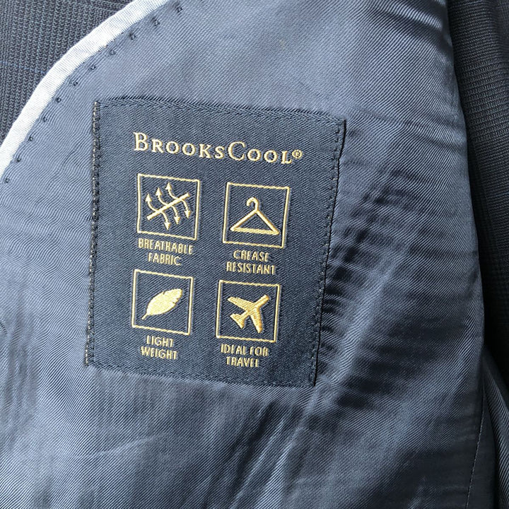 Brooks Brothers Madison BROOKSCOOL Check Pattern Glen Plaid Wool Tailored Jacket, Men's Size L wool Navy blue Vintage Second Hand