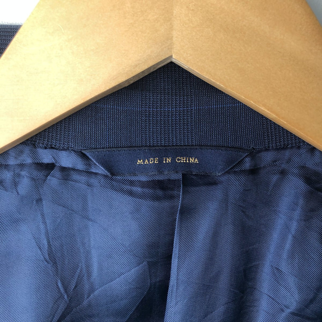 Brooks Brothers Madison BROOKSCOOL Check Pattern Glen Plaid Wool Tailored Jacket, Men's Size L wool Navy blue Vintage Second Hand