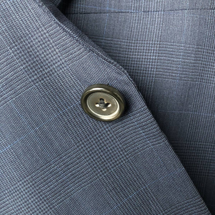 Brooks Brothers Madison BROOKSCOOL Check Pattern Glen Plaid Wool Tailored Jacket, Men's Size L wool Navy blue Vintage Second Hand
