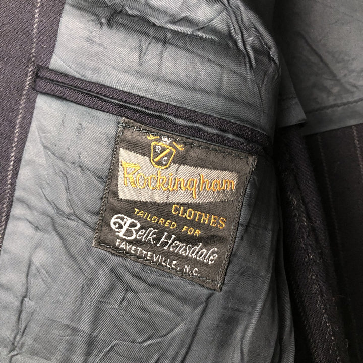 Rockingham Stripe Pattern Tailored Jacket, Men's Size Small unclear navy blue type Vintage Second Hand