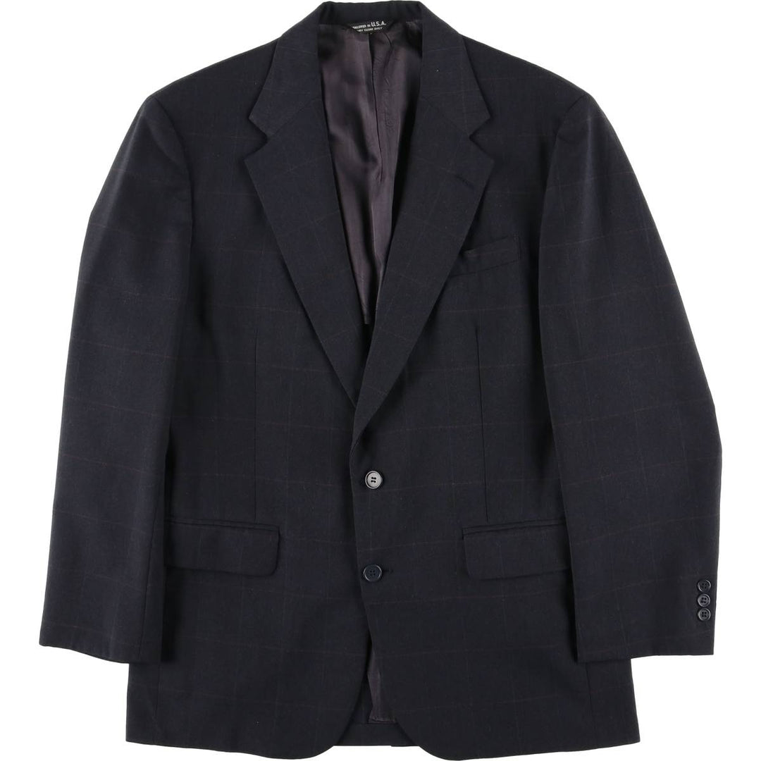 BOTANY 500 GLADIATOR Check Pattern Tailored Jacket, Made in USA, Men's Size M unclear navy blue type Vintage Second Hand