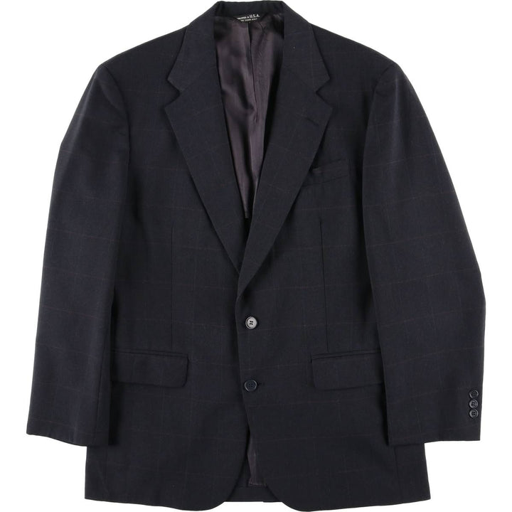 BOTANY 500 GLADIATOR Check Pattern Tailored Jacket, Made in USA, Men's Size M unclear navy blue type Vintage Second Hand