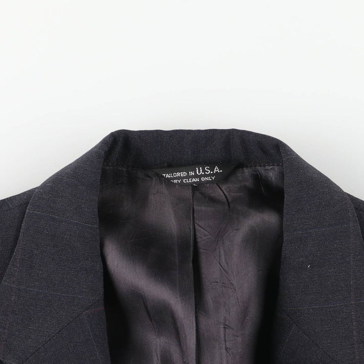BOTANY 500 GLADIATOR Check Pattern Tailored Jacket, Made in USA, Men's Size M unclear navy blue type Vintage Second Hand